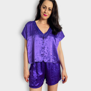 2000s Purple‎ Shorts Pajama Set